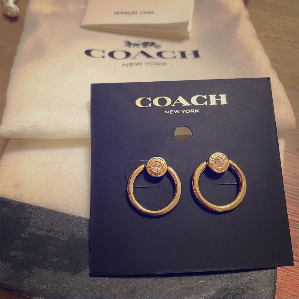 Coach gold tone swing hoop earrings
